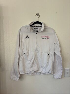 adidas White Eastern Washington Basketball 1/2 Zip Pullover Jacket